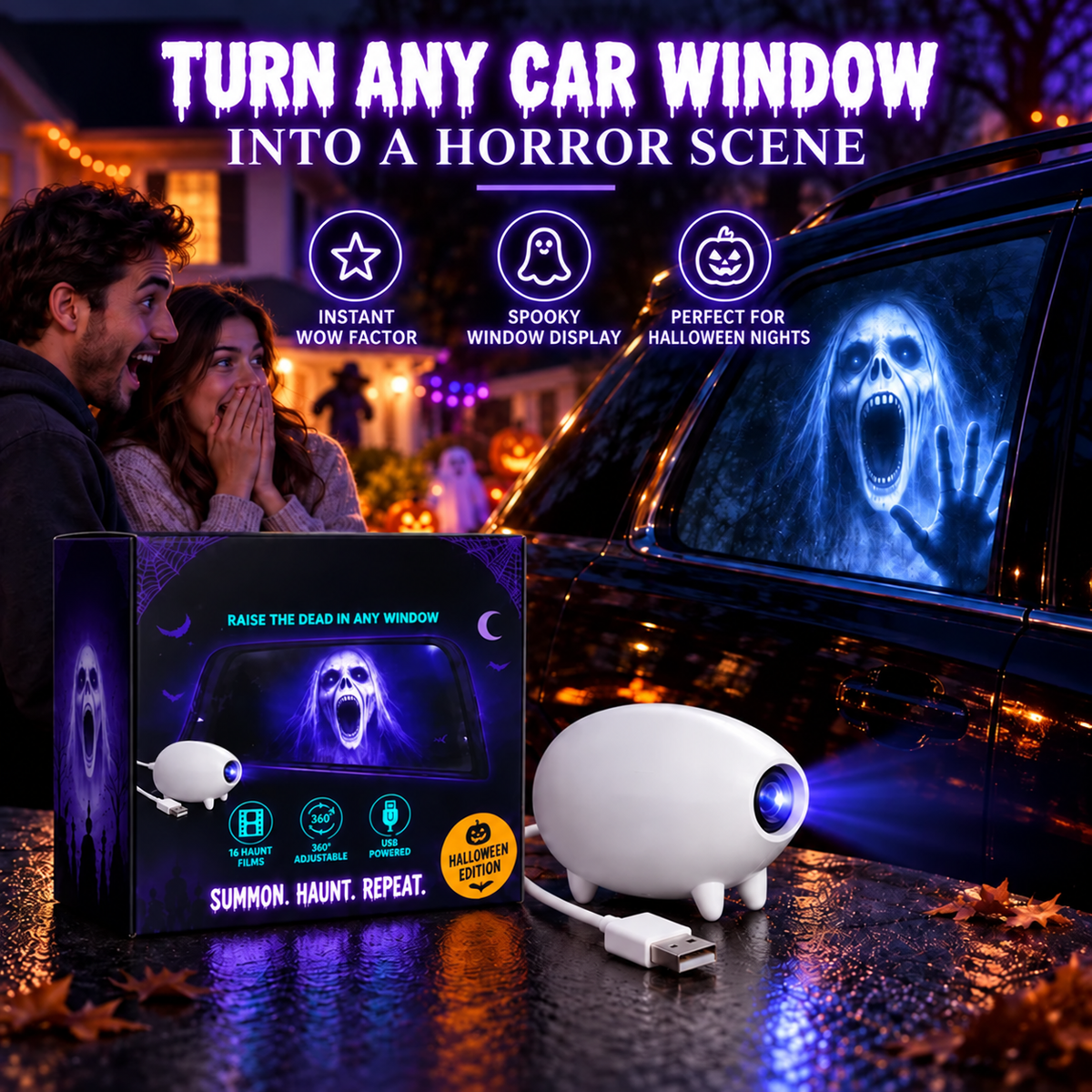 🎃 👻 Haunt Halloween Window Projector-360° Adjustable Stand for Home Decor 🎃