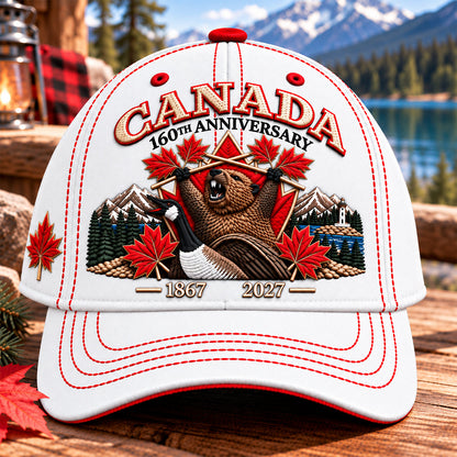 🍁 Canada 160th Anniversary 1867–2027 – Premium Embroidered Heritage Cap (100% Cotton)