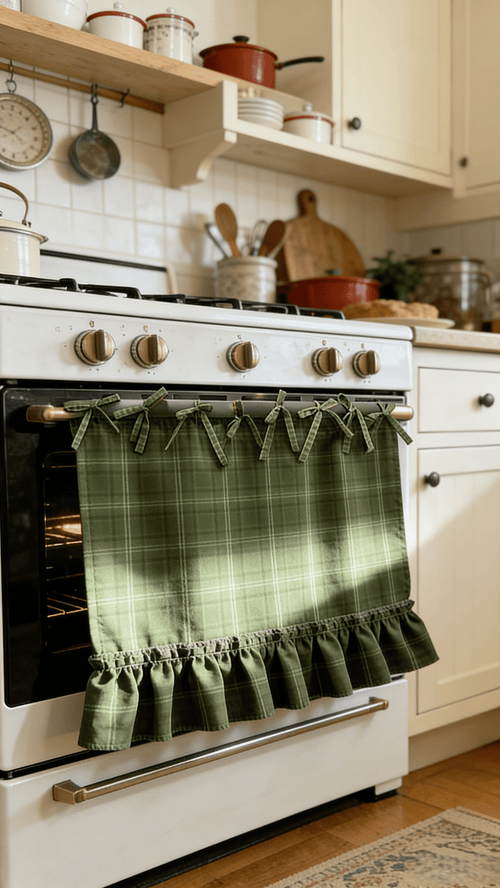 🧺 Handmade Oven Skirts | Farmhouse Kitchen Décor🔒 Heat-Resistant | 🎀 Effortless Install | ✨ Hide Clutter & Elevate Style