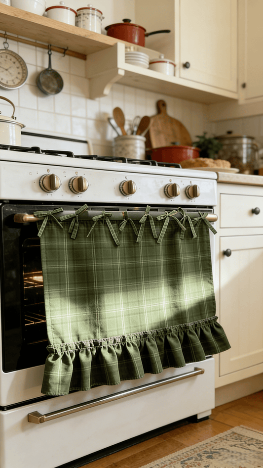 🧺 Handmade Oven Skirts | Farmhouse Kitchen Décor🔒 Heat-Resistant | 🎀 Effortless Install | ✨ Hide Clutter & Elevate Style